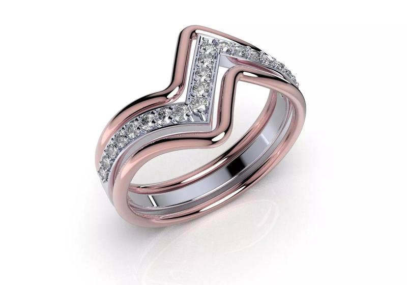 Bridal Set Rings 3D Models Wires Gold Shadow Bands- PI0001-WV