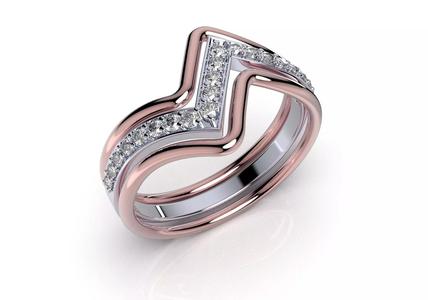 Bridal Set Rings 3D Models Wires Gold Shadow Bands- PI0001-WV