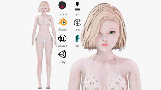 Bikini clothes 0024 - Rig - Unreal - Unity - Blender - Animated - Realistic Female Character