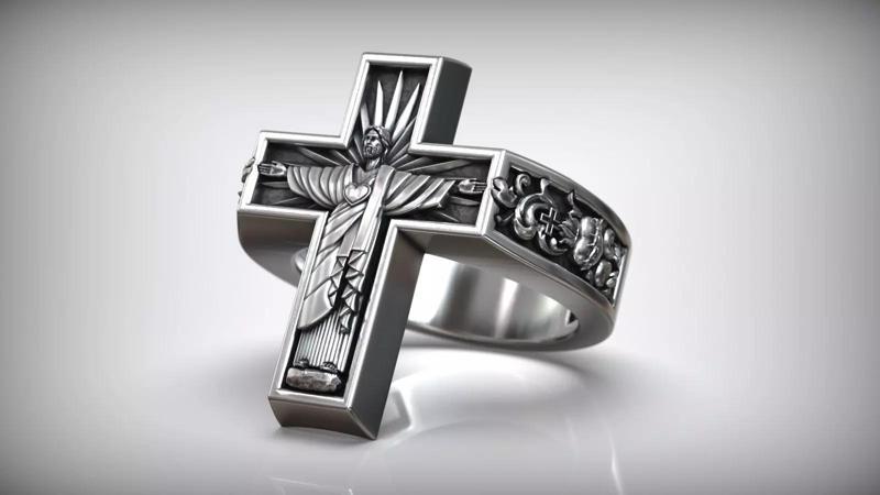 Jesus Christ The Protector Statue Sacred Heart Ring