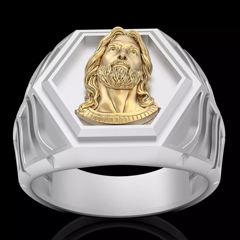 Jesus ring gold printable jewelry 3D model