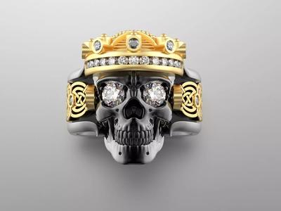 Jewelry Biker Skull Ring 0204 V1 Set of Sizes 7-13US Stl 3dm Fbx