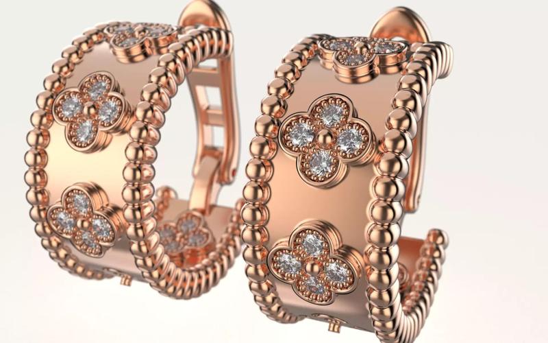 Van Cleef - Perlee clovers hoop earrings