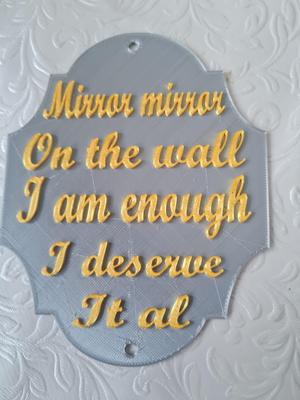 Magical Dual-Color Plaque: "Mirror, Mirror, I Am Enough" Affirmation Art