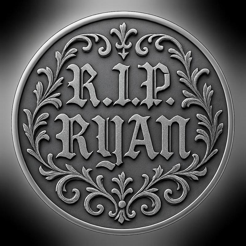 R.I.P. RYAN DEATH WARRANT COIN TOKEN WALL ART