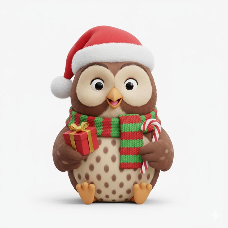 Adorable Christmas Owl Figure 3D Model STL