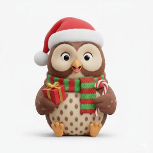 Adorable Christmas Owl Figure 3D Model STL