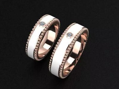 Wedding band-rings with gem and enamel 3D print or cnc model