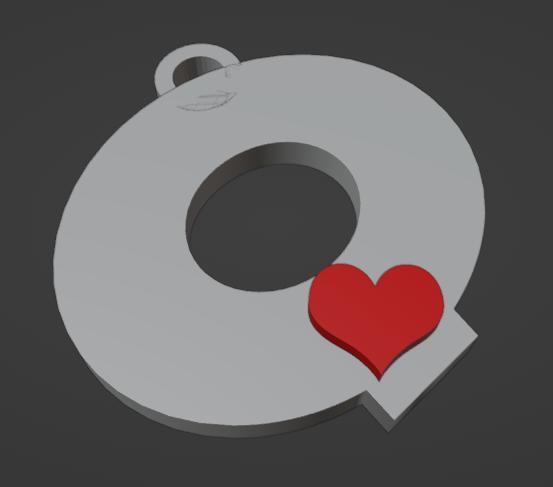 KEYCHAIN LETTER Q WITH HEART
