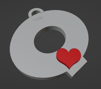KEYCHAIN LETTER Q WITH HEART