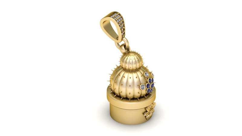 3D Printable Cactus in a Pot Pendant