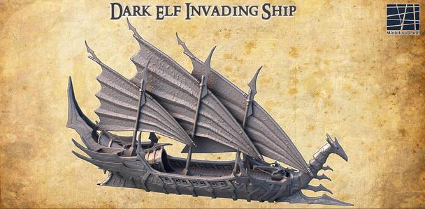 Dark Elf Invading Ship  Tabletop Terrain 28 MM