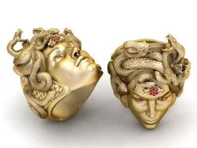 Gorgon Medusa Ring with Flower 3D Printable Jewelry Model