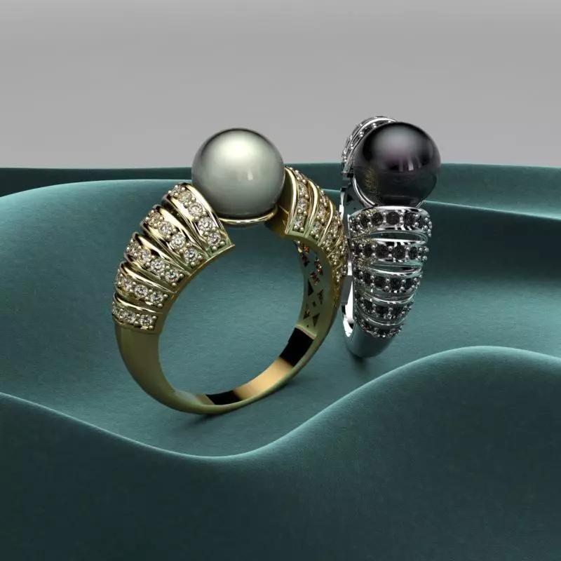 Anillo Perla y brillantes con forro B70001