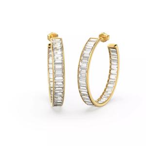 Baguette Diamond Huggies Wedding Earrings Hoops Ear Jewelry