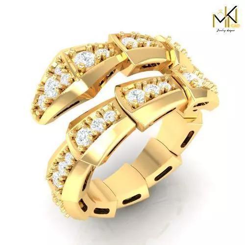 Twisted Serpent Diamond Snake Ring     Gold Designer Jewelry