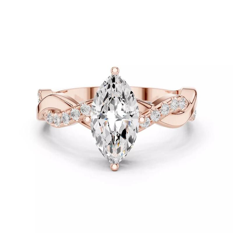 Twisted Shank Marquise Cut Engagement Ring 3DM STL Video