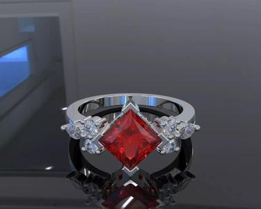 Three-Stone Engagement Ring 3D Model