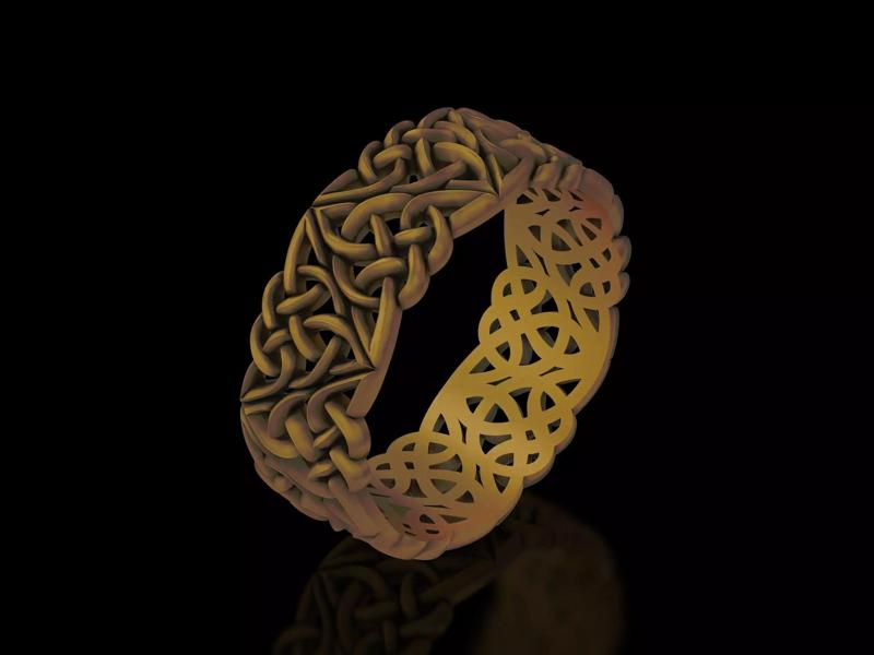 Triquetra Celtic knot eternity filigree carving ring gold silver