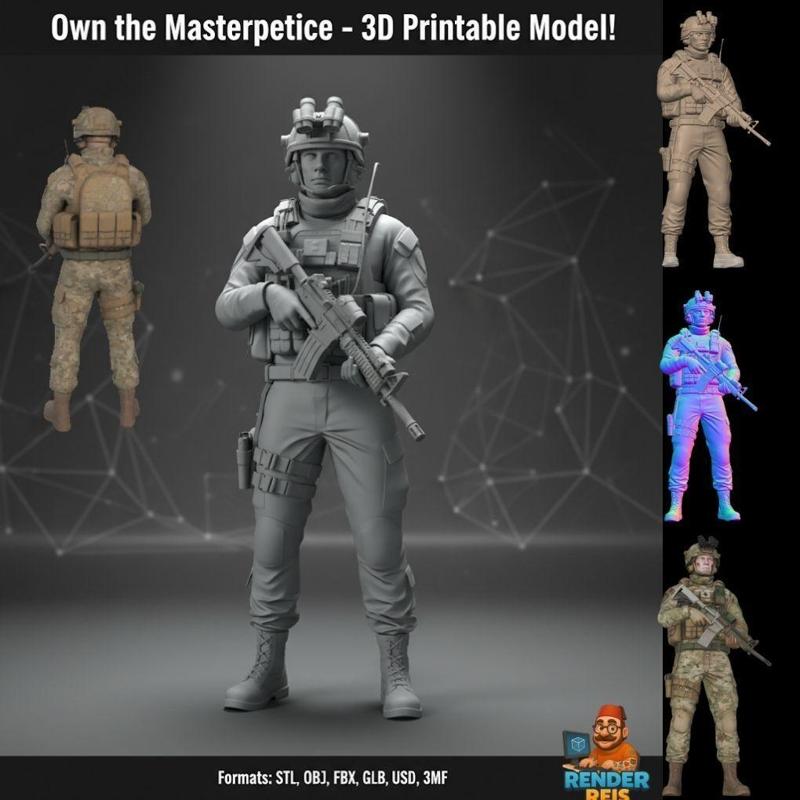 Modern Warrior: Detailed Soldier 3D Model