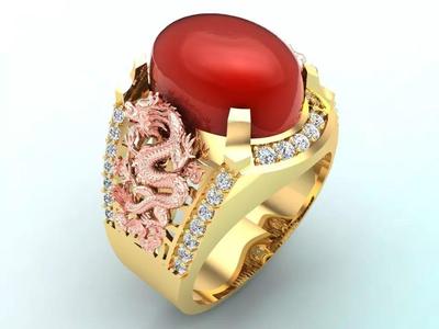 Dragon ring - Mens oval stone ring - Mens ring - N141