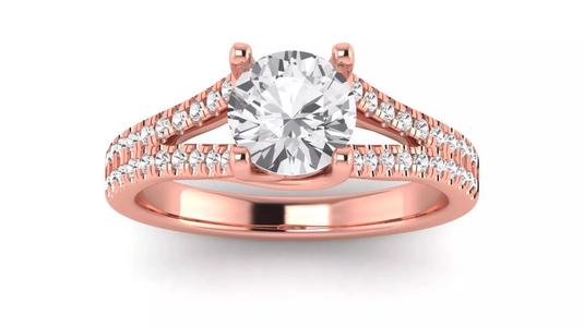 Solitaire Wedding Engagement Women  Split Shank Double Band Ring