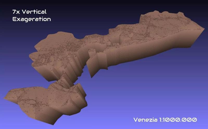 Italy 3D Map of Venezia Provice 1 to 1000000