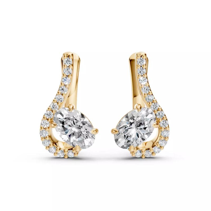 Oval Stone Wave Earrings