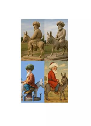 Nasreddin Hoca 4 Farkli Konsept Esek Uzerinde Duz ve Ters Oturan
