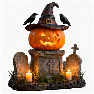Halloween Decoration - Haunted Pumpkin in the Cemetery