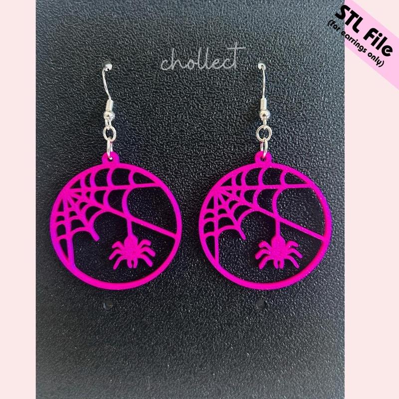 HALLOWEEN SPIDER WEB EARRINGS STL FILE