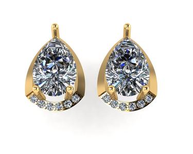 Earring diamond with gold plate