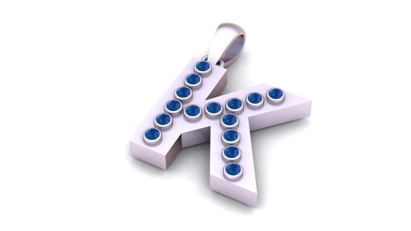 K ALPHABETS GLD PENDANT 3d printable model