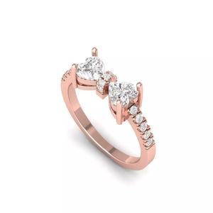 2 Stone Heart Ring
