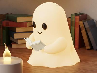 Halloween Ghost Reading Book LED Candle Lamp