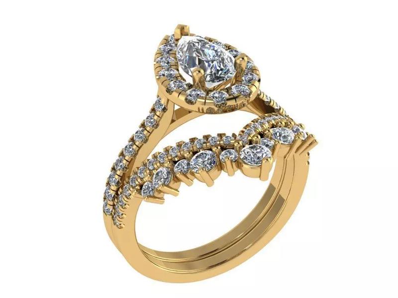 Ring493 pear shaped diamond engagement ring gold
