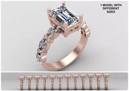 Pack of Emerald Marquise rings 54-MWC