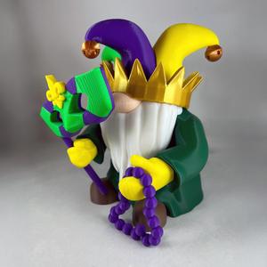 Build-a-Gnome Mardi Gras Add-On STL Bundle – Jester Hat, Mask and Beads