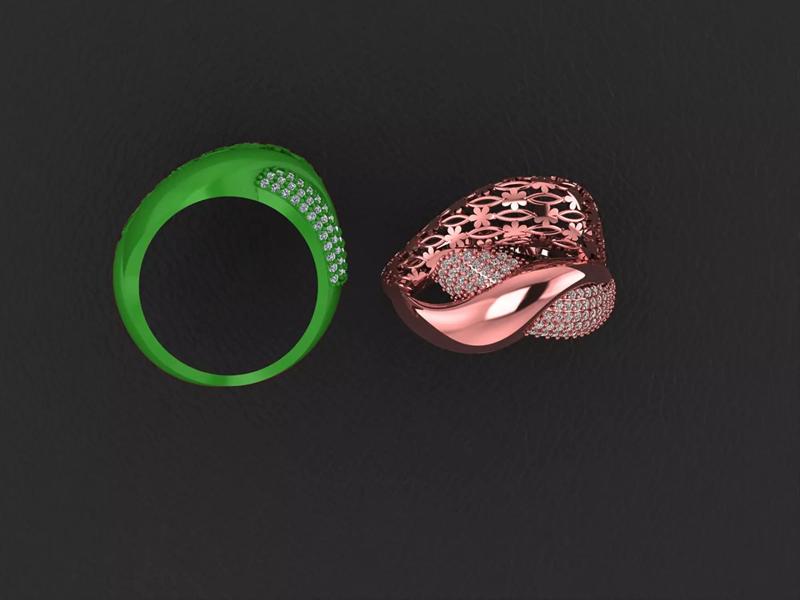 Wire Mesh Diamond Ring