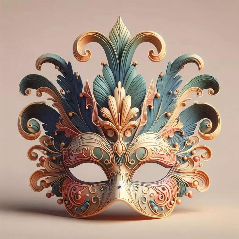 2469Venetian Carnival Mask Color 3D Model  magic