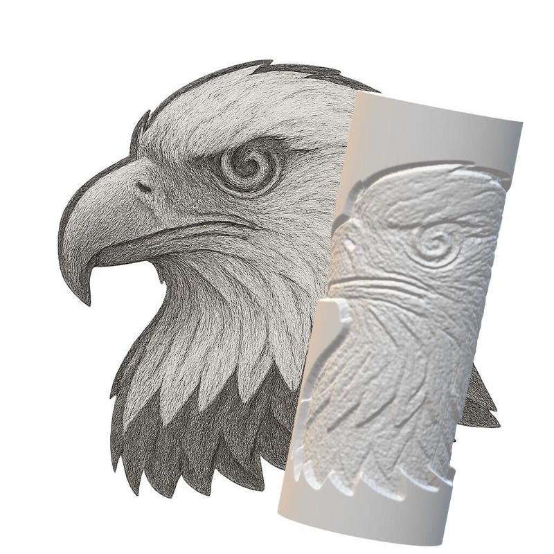 Eagle Head | Debossed Roller for Clay | Wildlife 3D Print Design