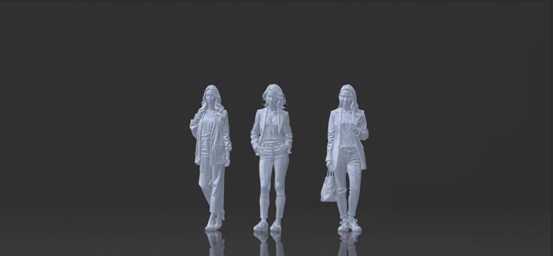 3 Pack 1/64 Scale Female Figures : Casual Formal Beauty Set : Elegance for Dioramas