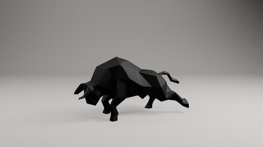 Low Poly Bull - Geometric Bull Statue STL File for 3D Printing v2