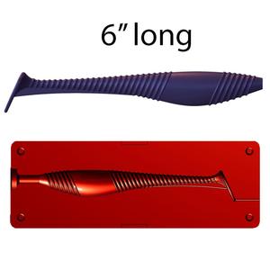 Soft Plastic Bait Mold Paddle Minnow Ribbed 6"