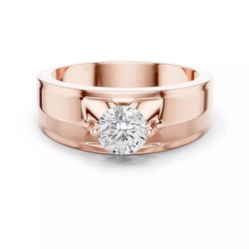 Solitaire Round Cut Diamond Two Prong Mens Ring