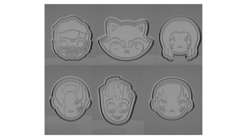 6 pcs Marvel Guardian's of The Galaxy Cookie cutter set Baby Groot, Nebula, Drax, Rocket, Starlord, Gamora