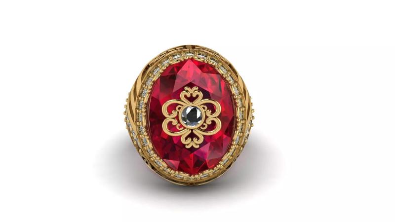 red ruby big stone ring 3d printable model