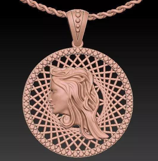 Ultra vision angel face pendant Sculpture jewelry gold