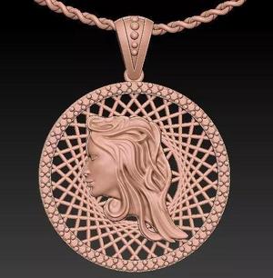 Ultra vision angel face pendant Sculpture jewelry gold