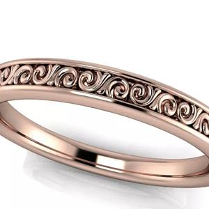 Vintage Scroll hand crafted design wedding band ladies